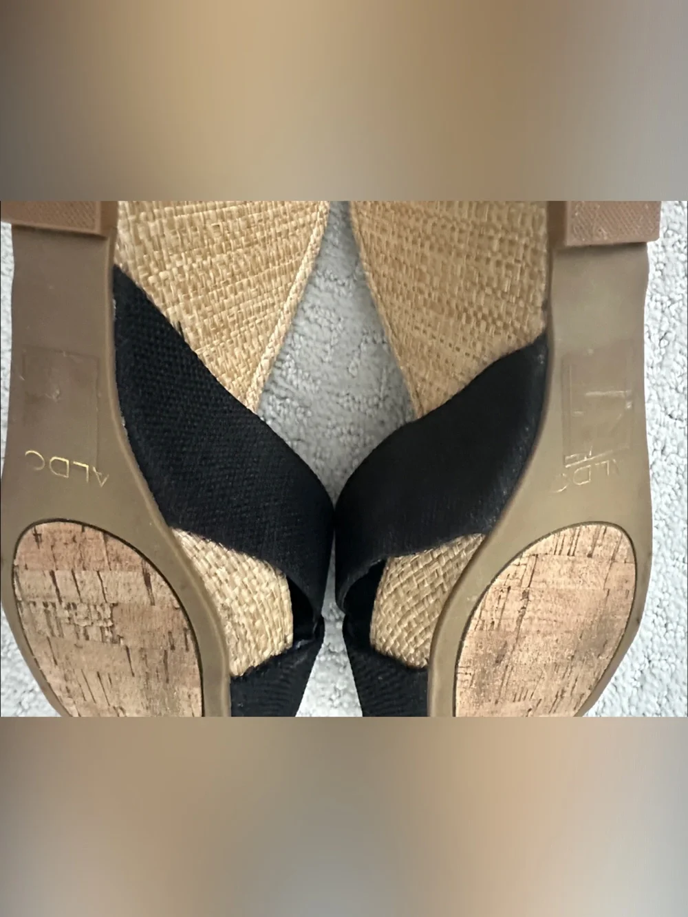 Aldo Black Crisscross Espadrille Wedge Mules
